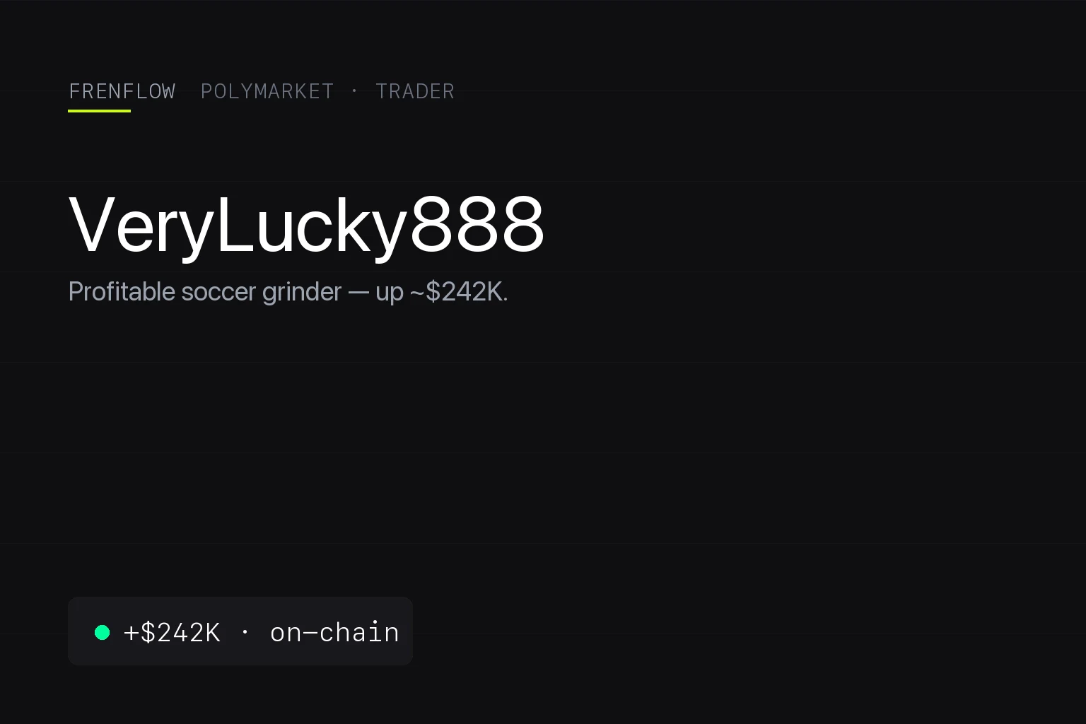 VeryLucky888 on Polymarket: The $242K Soccer Trader (2026)
